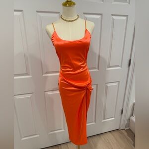 JLUXLABEL Vibrant Orange Asymmetrical Dress